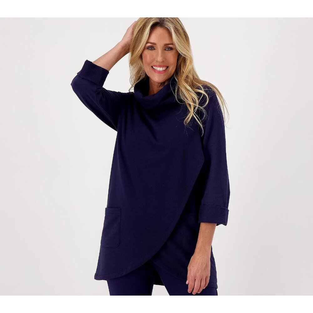 Studio Park x Jayne Brown French Terry Cowl Neck Tunic Navy large A516259